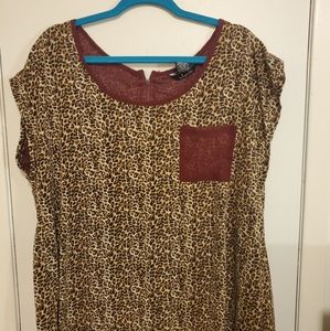 Leopard and maroon top - 2x
